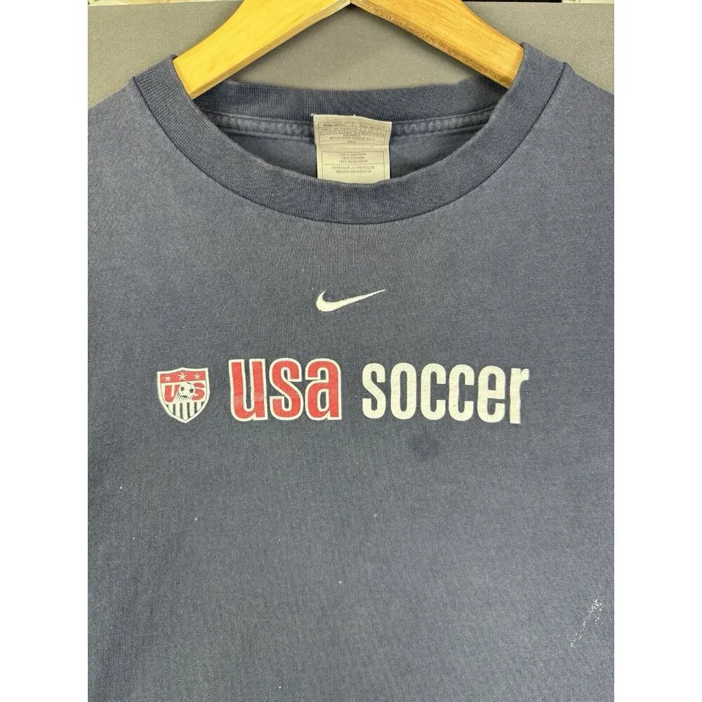 Vintage Y2K Nike Mid Swoosh USA Soccer Long Sleeve Cropped Womens Sports - Picture 3 of 15